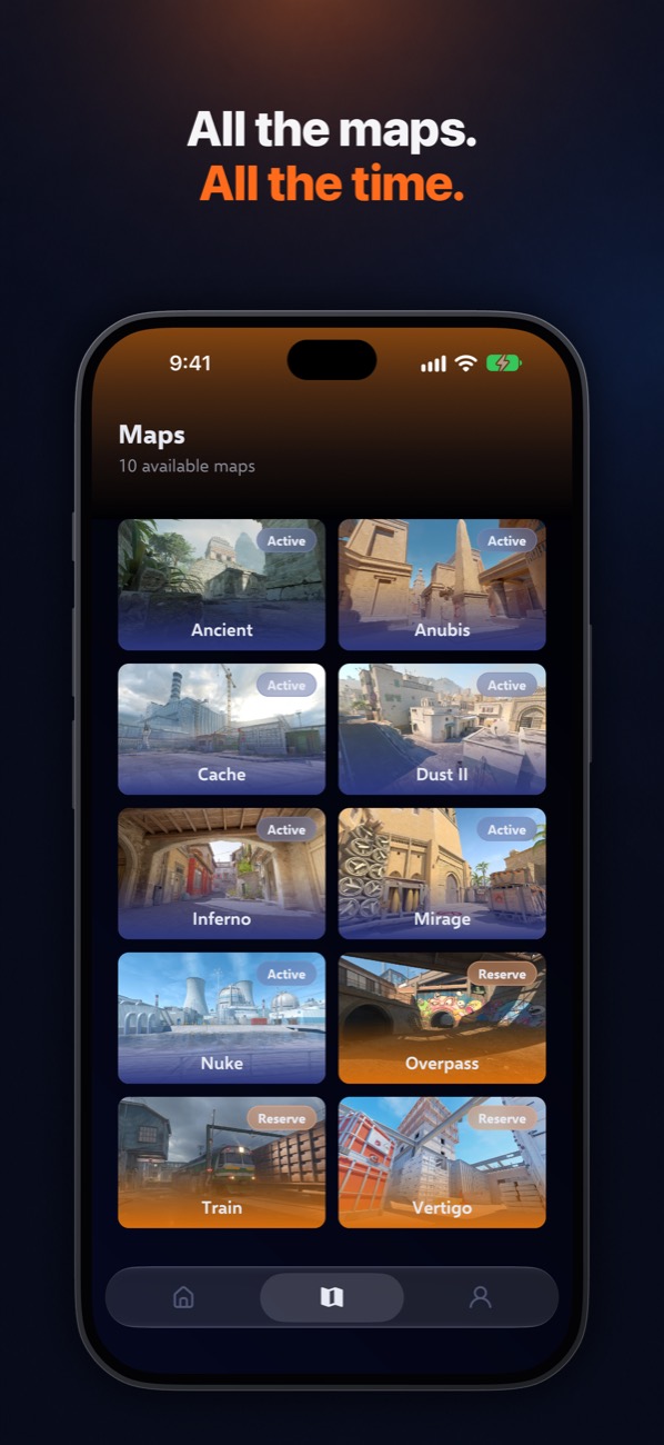 All the maps. All the time. The active and reserve map pool.